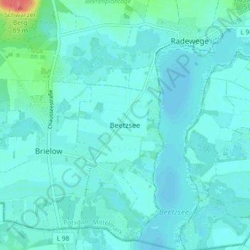 Topografische Karte Beetzsee, Höhe, Relief