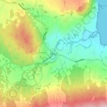 Topografische Karte Skreia, Höhe, Relief