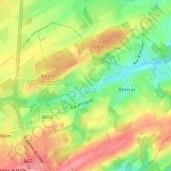 Topografische Karte Chardeneux, Höhe, Relief