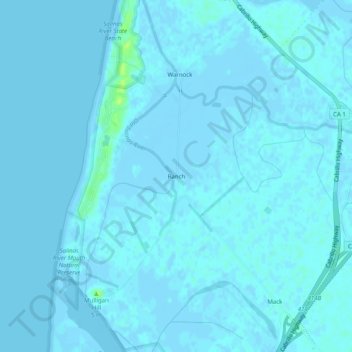 Topografische Karte Ranch, Höhe, Relief