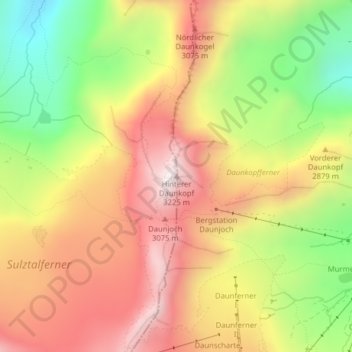 Topografische Karte Hinterer Daunkopf, Höhe, Relief