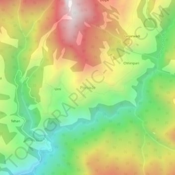 Topografische Karte Pinswār, Höhe, Relief