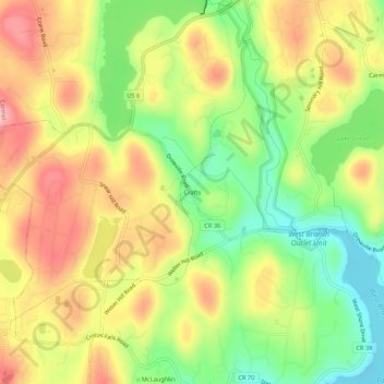 Topografische Karte Crafts, Höhe, Relief