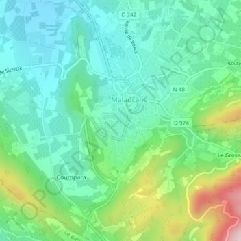 Topografische Karte Cremessière, Höhe, Relief