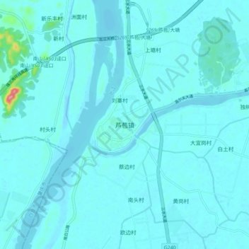 Topografische Karte 芦苞镇, Höhe, Relief