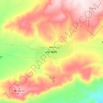 Topografische Karte Loliondo, Höhe, Relief