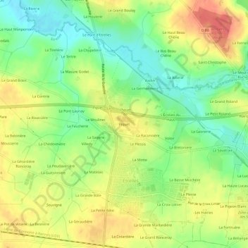 Topografische Karte Piquet, Höhe, Relief