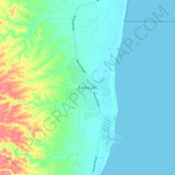 Topografische Karte Exmouth, Höhe, Relief