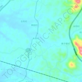 Topografische Karte 木苏村, Höhe, Relief