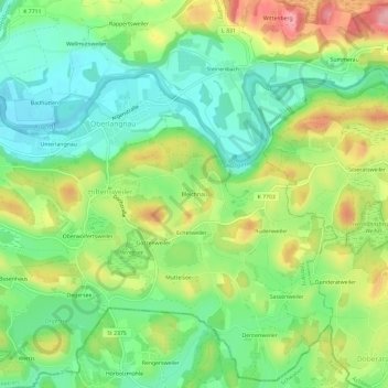 Topografische Karte Bleichnau, Höhe, Relief