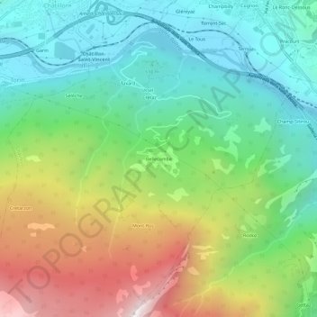Topografische Karte Bellecombe, Höhe, Relief