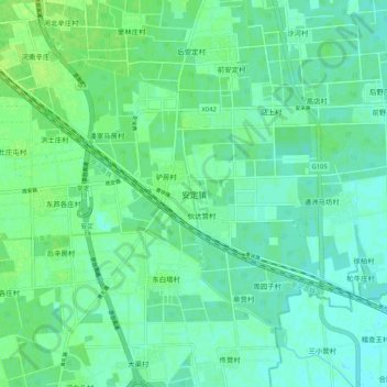 Topografische Karte 安定镇, Höhe, Relief