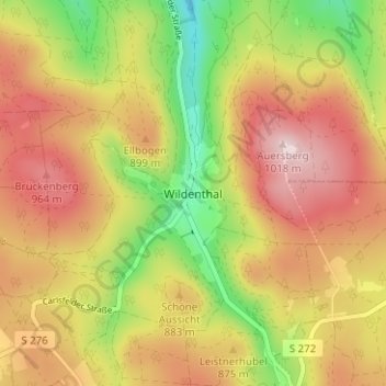 Topografische Karte Wildenthal, Höhe, Relief