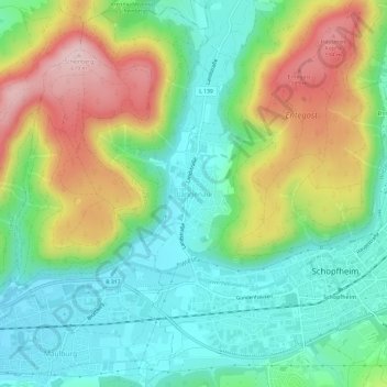 Topografische Karte Langenau, Höhe, Relief