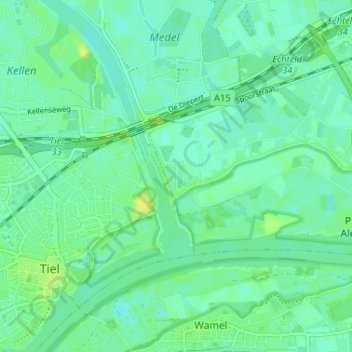 Topografische Karte Den Akker, Höhe, Relief