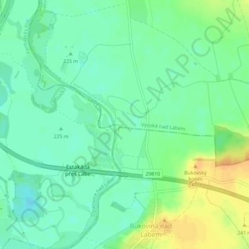 Topografische Karte Planicka, Höhe, Relief
