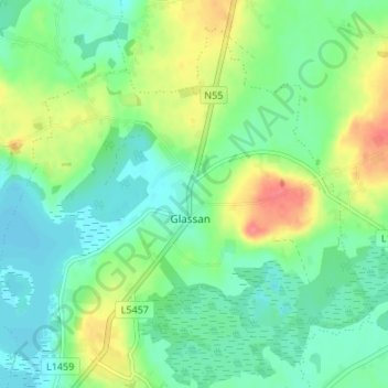 Topografische Karte Glassan, Höhe, Relief