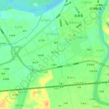 Topografische Karte 柳村, Höhe, Relief