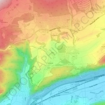Topografische Karte See, Höhe, Relief
