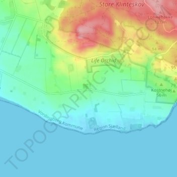 Topografische Karte Kraneled, Höhe, Relief
