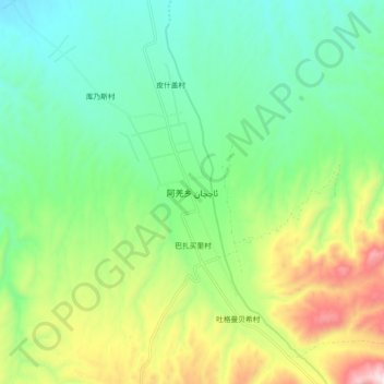 Topografische Karte 阿羌乡, Höhe, Relief