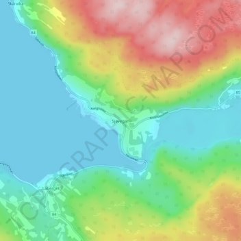 Topografische Karte Sjøvegan, Höhe, Relief