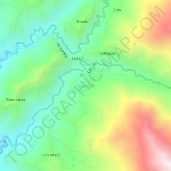 Topografische Karte Tacueyó, Höhe, Relief