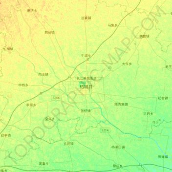 Topografische Karte 柘城县, Höhe, Relief