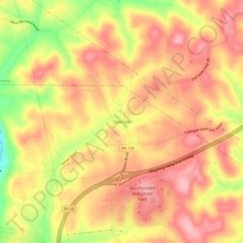 Topografische Karte Slate Lick, Höhe, Relief