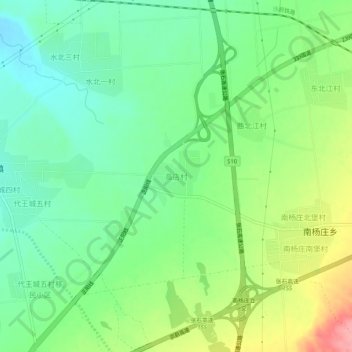 Topografische Karte 高店村, Höhe, Relief