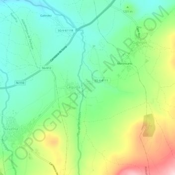 Topografische Karte Cotanillo, Höhe, Relief