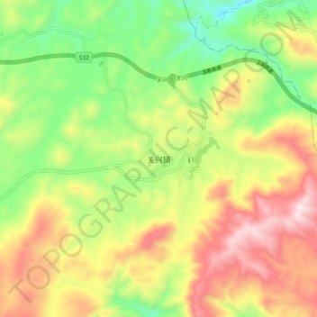 Topografische Karte 关兴镇, Höhe, Relief