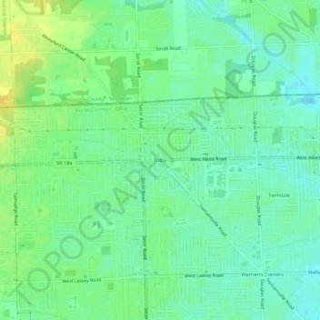 Topografische Karte Trilby, Höhe, Relief