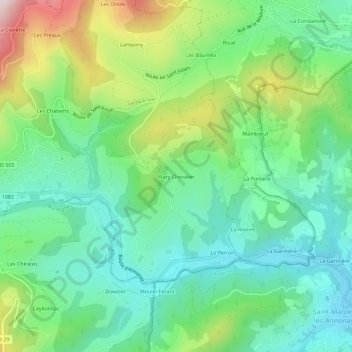 Topografische Karte Mary Chevalier, Höhe, Relief