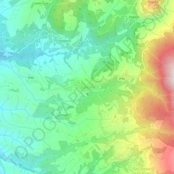 Topografische Karte Donnini, Höhe, Relief