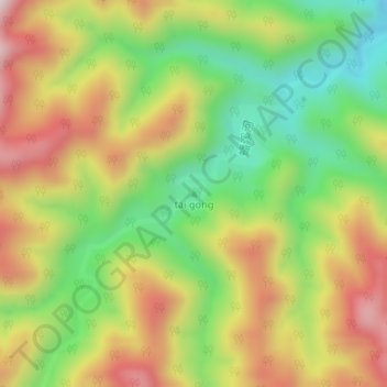 Topografische Karte tai gong, Höhe, Relief