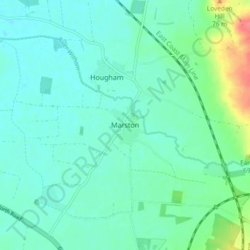 Topografische Karte Marston, Höhe, Relief