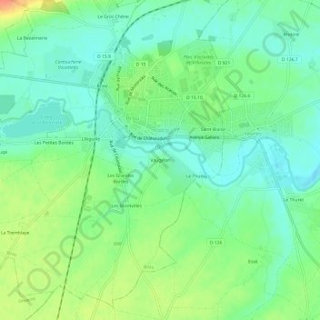 Topografische Karte Vaugelan, Höhe, Relief