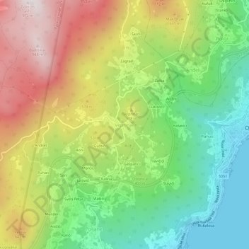 Topografische Karte Veprinac, Höhe, Relief