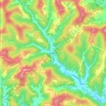 Topografische Karte Bingamon, Höhe, Relief