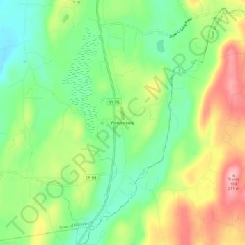 Topografische Karte Wurtemburg, Höhe, Relief