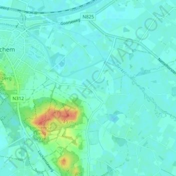 Topografische Karte Zwiep, Höhe, Relief