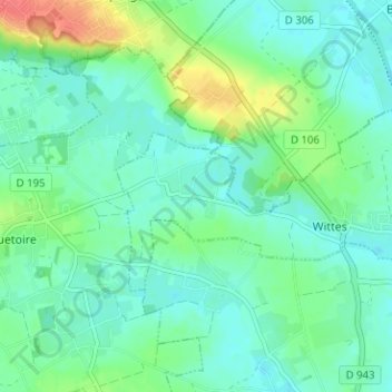 Topografische Karte Cohem, Höhe, Relief