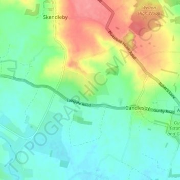 Topografische Karte Scremby, Höhe, Relief