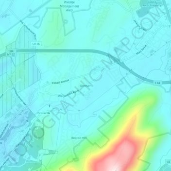 Topografische Karte Glenham, Höhe, Relief