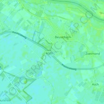 Topografische Karte De Heuvel, Höhe, Relief