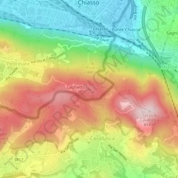 Topografische Karte Dosso Pallanza, Höhe, Relief