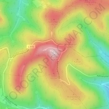 Topografische Karte Kalmit, Höhe, Relief