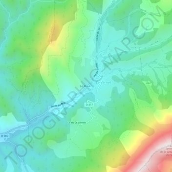 Topografische Karte Le Moulin, Höhe, Relief