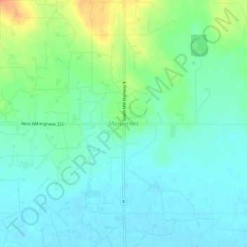 Topografische Karte Monument, Höhe, Relief